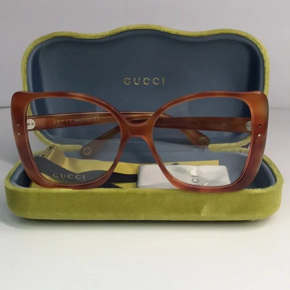New Authentic Gucci GG0473O 003 Oversized Butterfly Eyeglasses